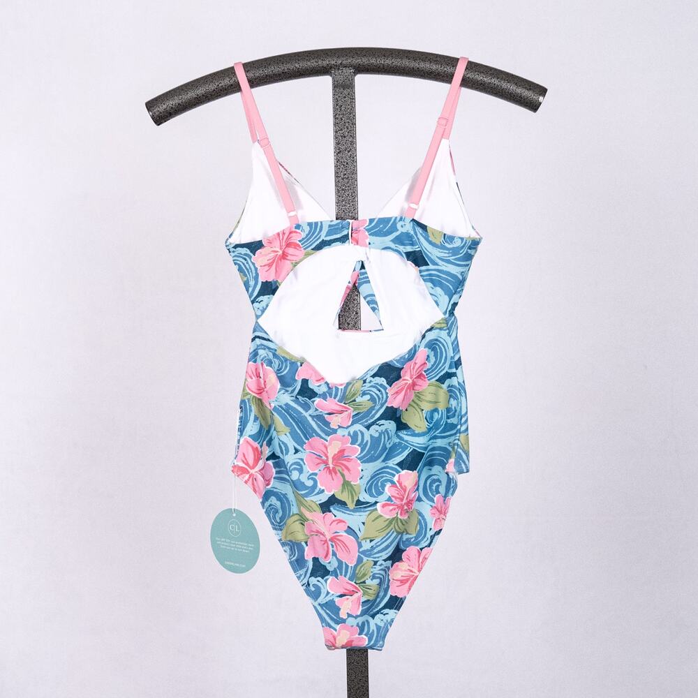 Caden Lane Womens One-Piece Ohana Swimsuit XS Floral Hawaiian Tropical Beach UPF - Picture 3 of 6